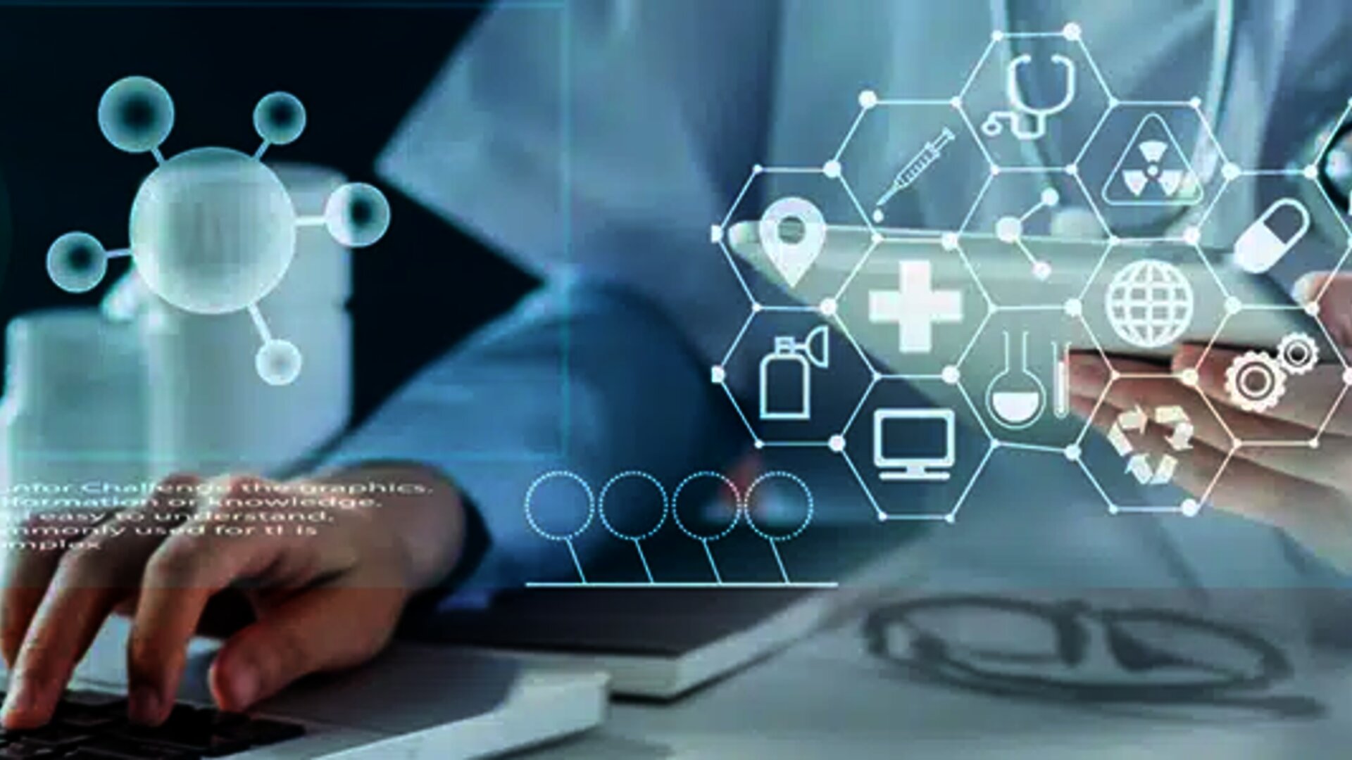 Medical staff in front of a computer - symbolic of the quality and security for the exchange of data