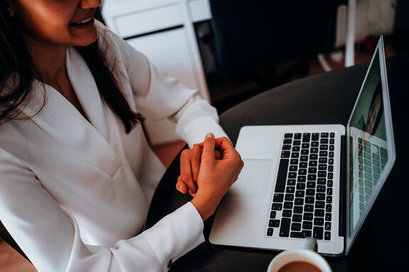 Businesswoman talking in video conference