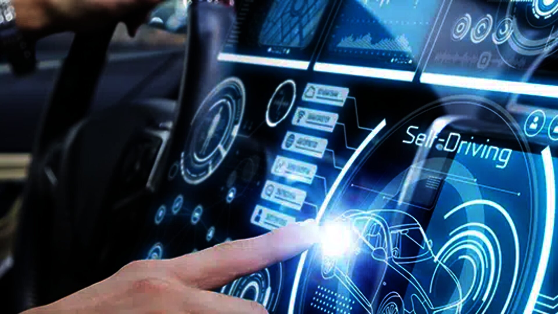 man-in-a-car-pressing-a-button - Alpine Electronics digitalization