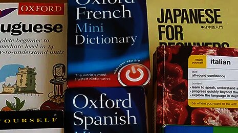 A collection of language learning books